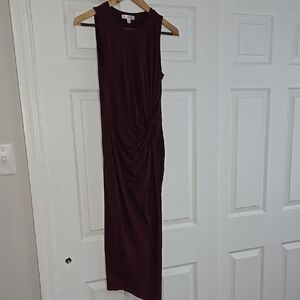 Nine Britton Red Sleeveless Ruched Maxi Dress